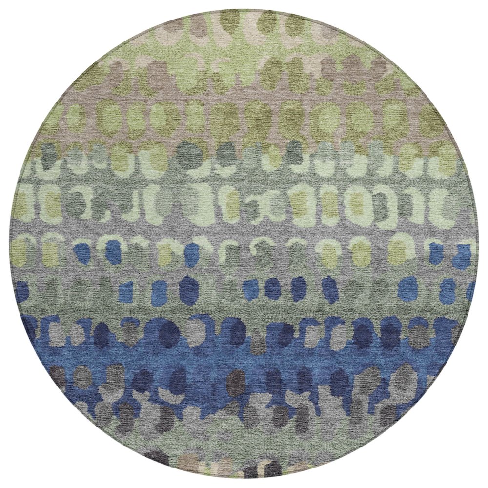 Machine Washable Indoor/Outdoor Chantille ACN2529 Green 8' x 8' Round Rug. Picture 1