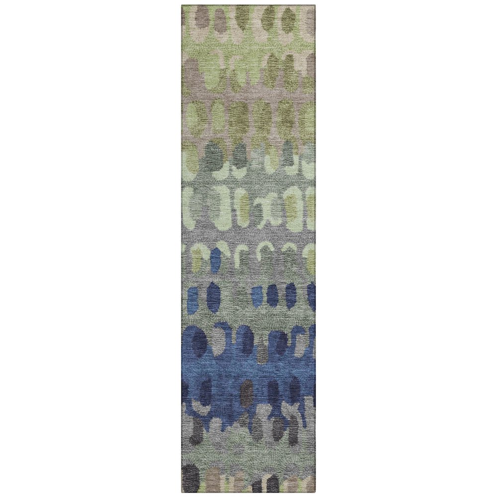 Machine Washable Indoor/Outdoor Chantille ACN2529 Green 2'3" x 7'6" Runner Rug. Picture 1