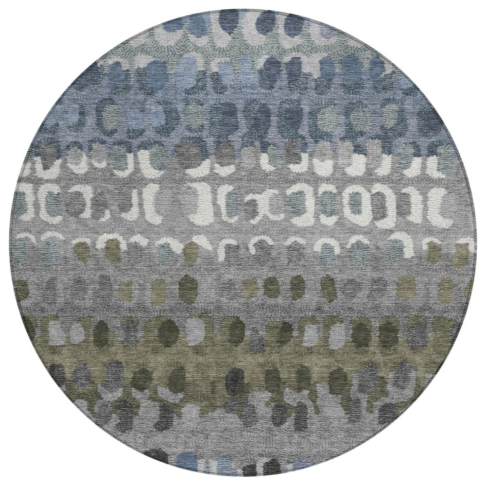 Machine Washable Indoor/Outdoor Chantille ACN2529 Blue 8' x 8' Round Rug. Picture 1