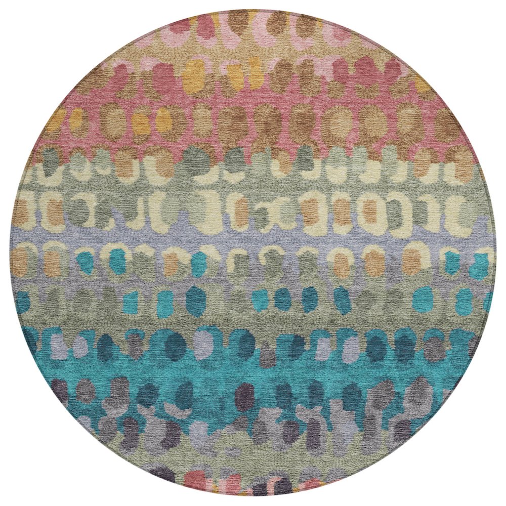 Machine Washable Indoor/Outdoor Chantille ACN2529 Pink 8' x 8' Round Rug. Picture 1