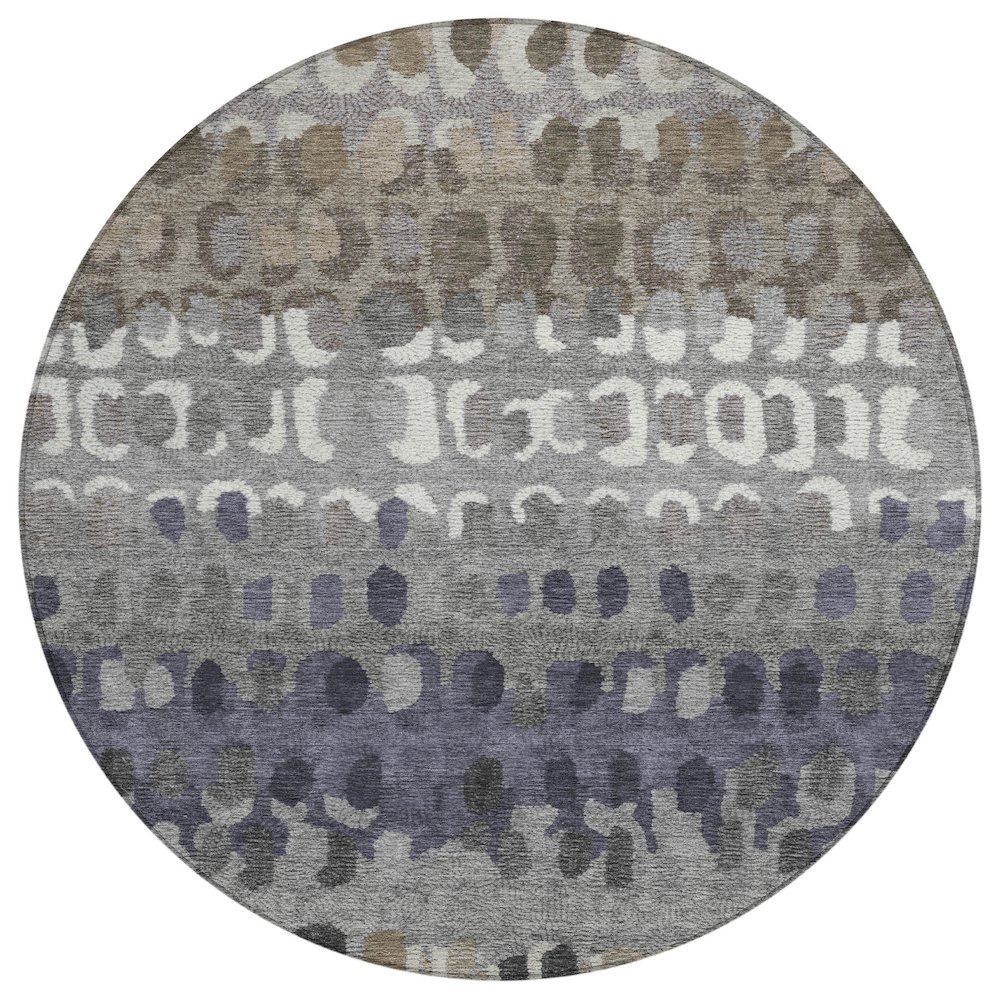 Machine Washable Indoor/Outdoor Chantille ACN2529 Brown 8' x 8' Round Rug. Picture 1