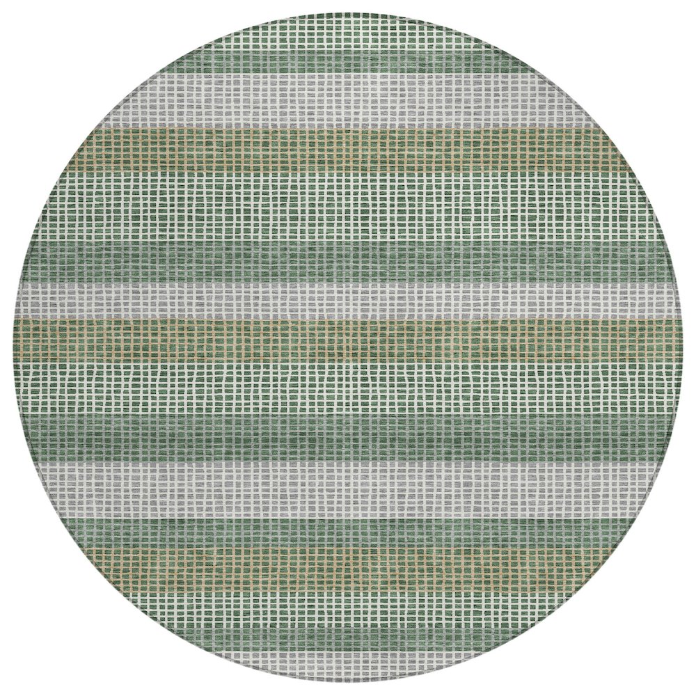 Machine Washable Indoor/Outdoor Chantille ACN2530 Green 8' x 8' Round Rug. Picture 1