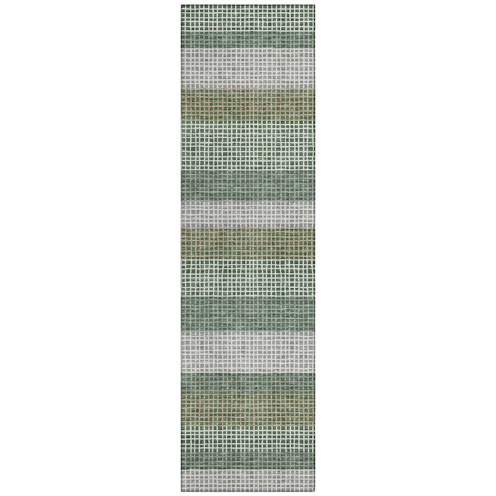 Machine Washable Indoor/Outdoor Chantille ACN2530 Green 2'3" x 7'6" Runner Rug. Picture 1
