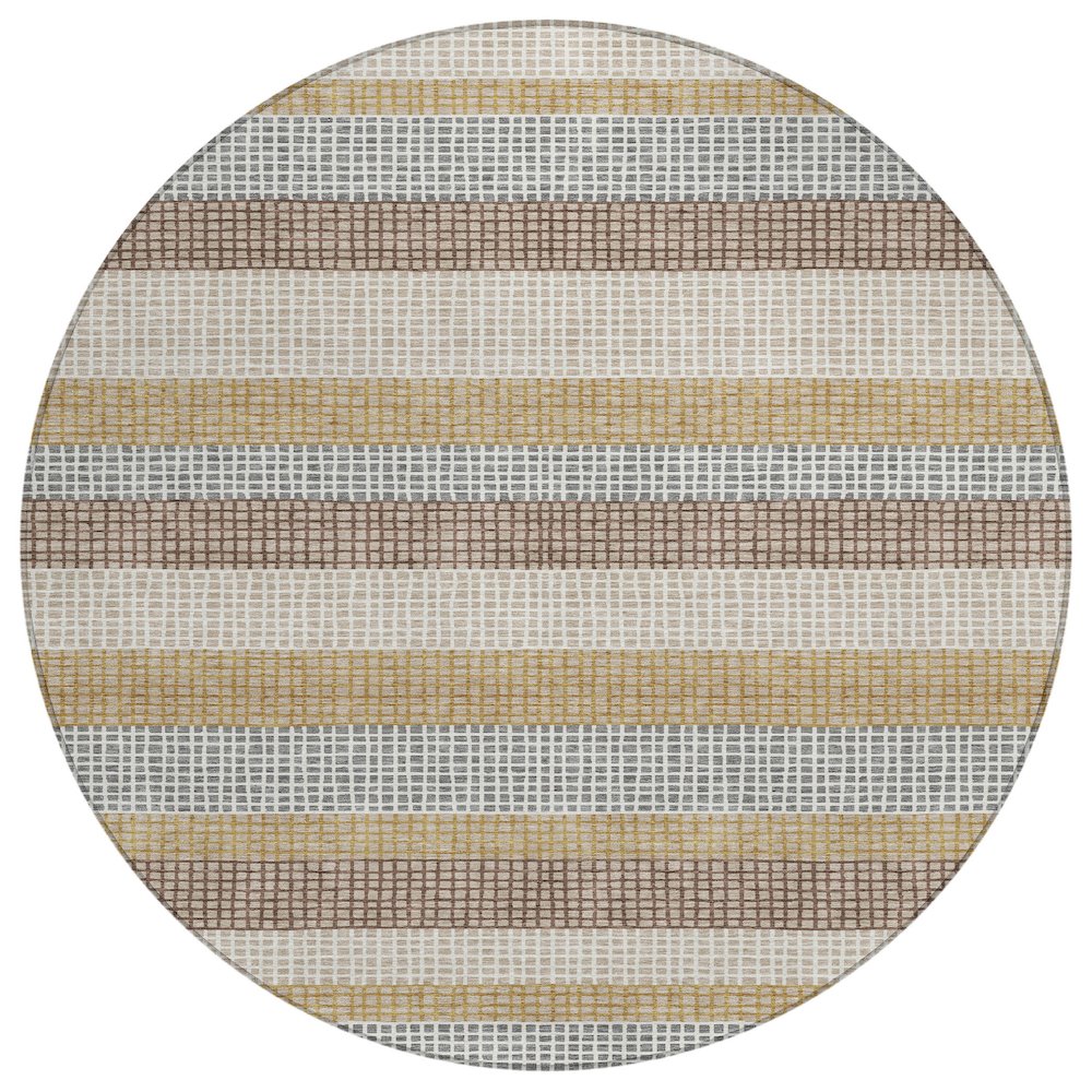 Machine Washable Indoor/Outdoor Chantille ACN2530 Brown 8' x 8' Round Rug. Picture 1