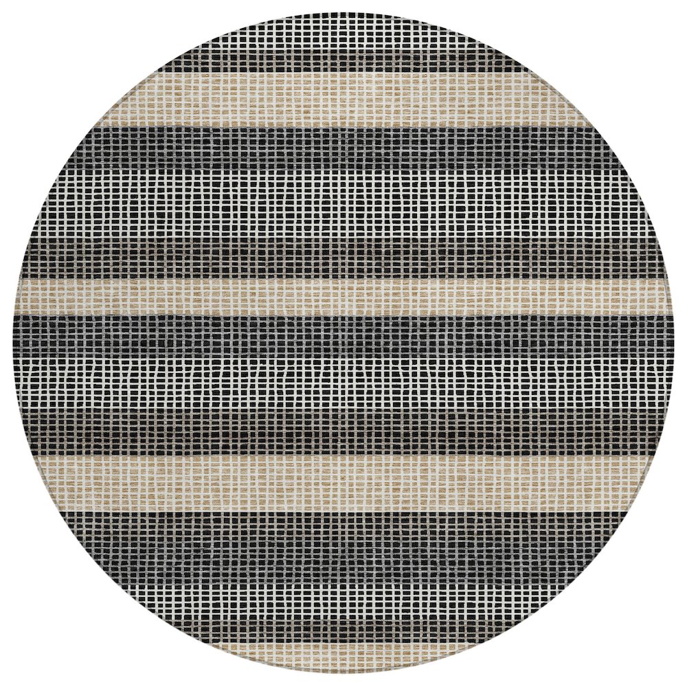 Machine Washable Indoor/Outdoor Chantille ACN2530 Black 8' x 8' Round Rug. Picture 1