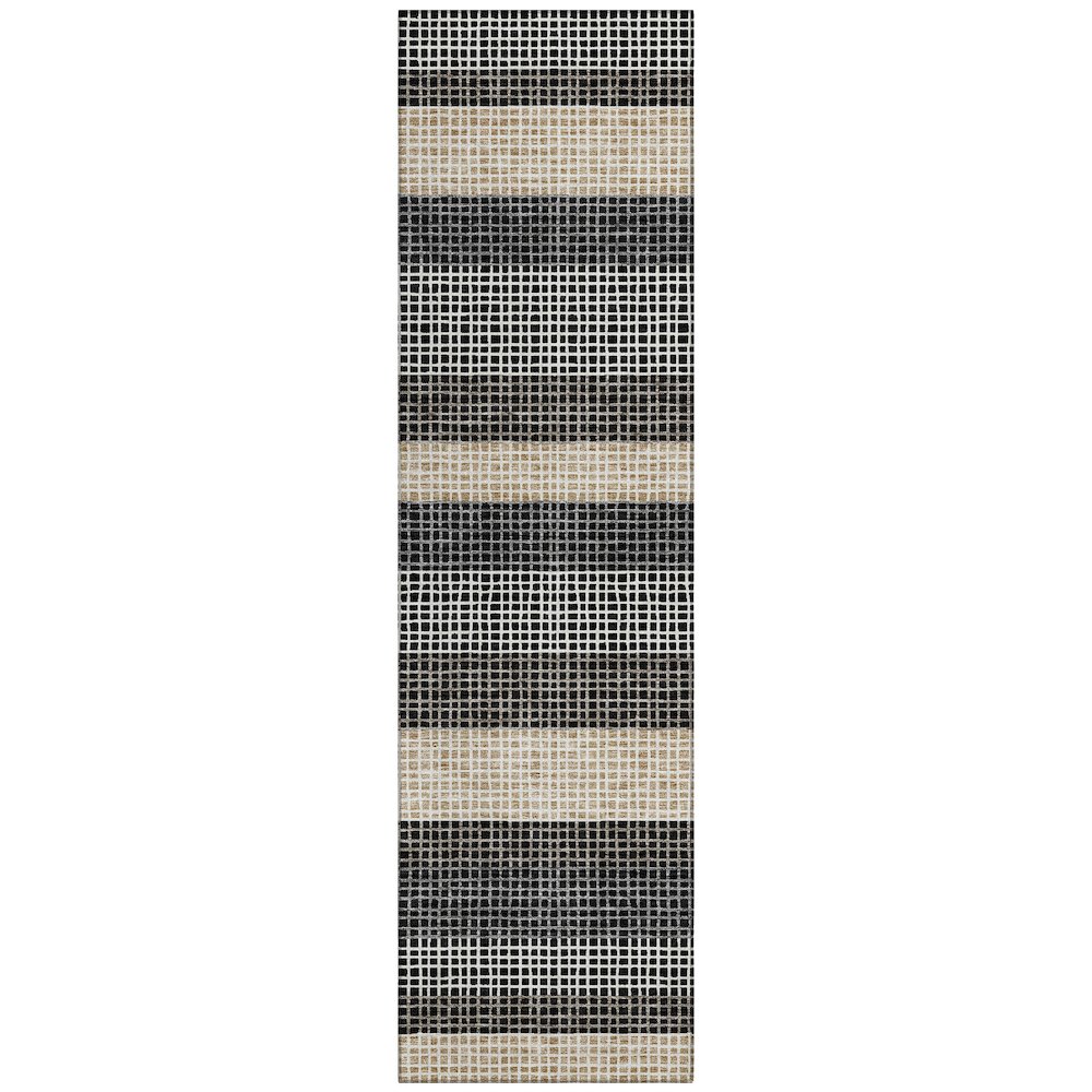 Machine Washable Indoor/Outdoor Chantille ACN2530 Black 2'3" x 7'6" Runner Rug. Picture 1