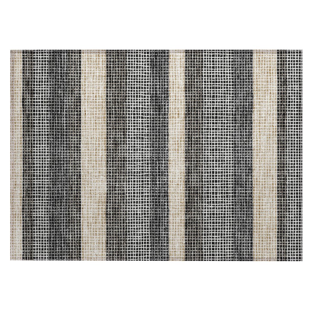 Machine Washable Indoor/Outdoor Chantille ACN2530 Black 1'8" x 2'6" Rug. Picture 1