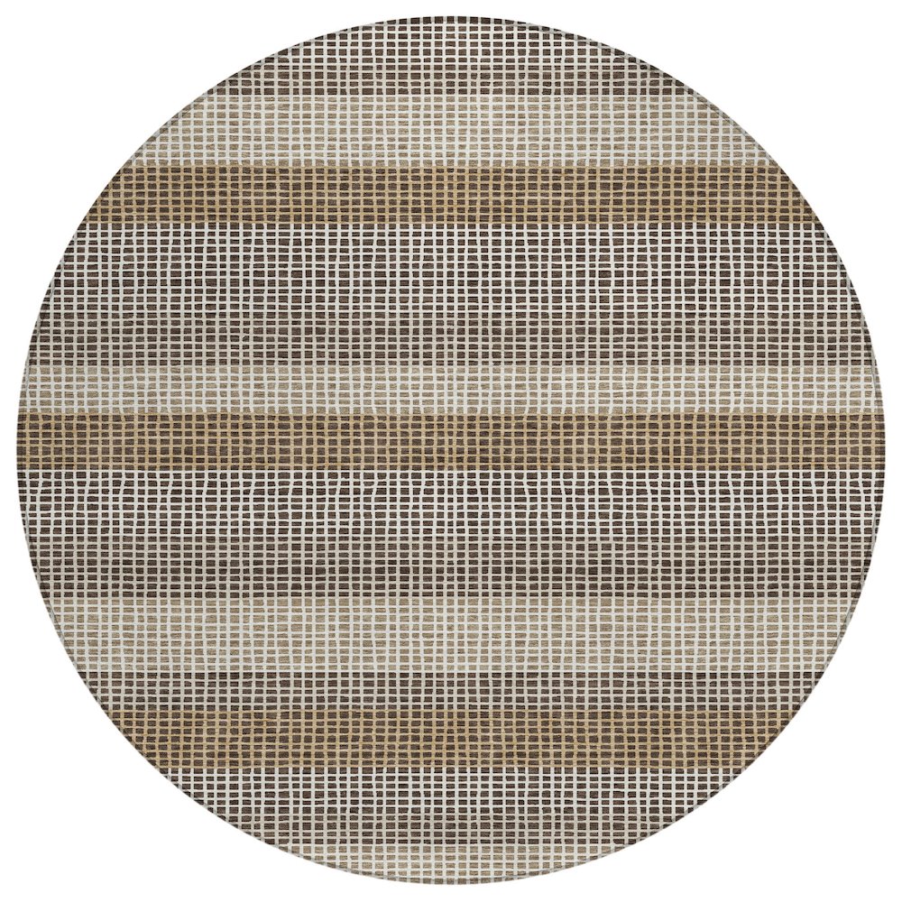 Machine Washable Indoor/Outdoor Chantille ACN2530 Brown 8' x 8' Round Rug. Picture 1