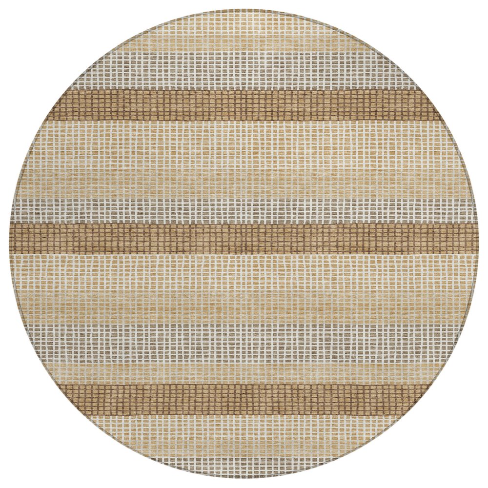 Machine Washable Indoor/Outdoor Chantille ACN2530 Gold 8' x 8' Round Rug. Picture 1