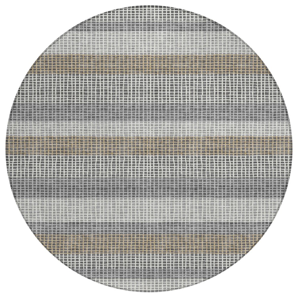 Machine Washable Indoor/Outdoor Chantille ACN2530 Gray 8' x 8' Round Rug. Picture 1