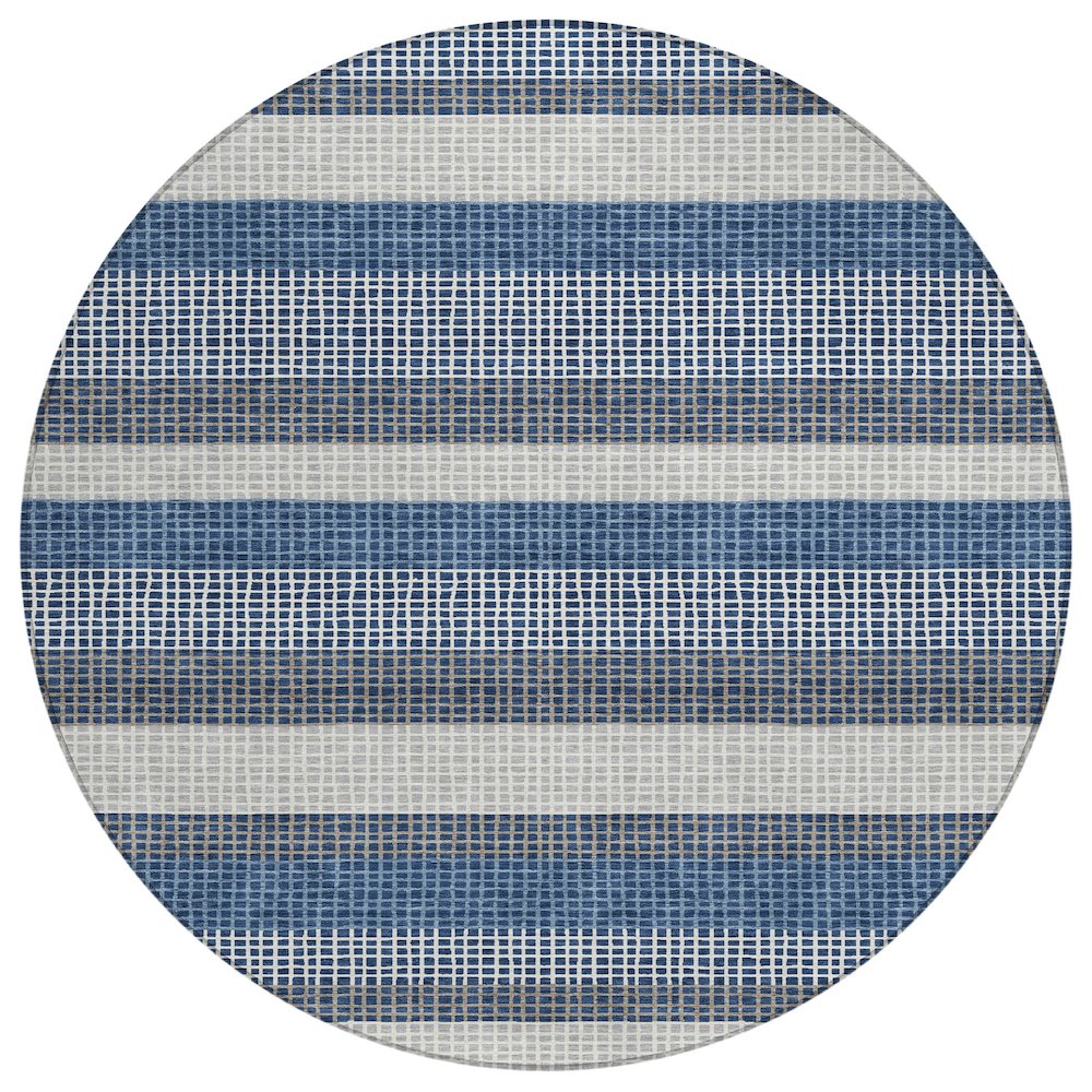 Machine Washable Indoor/Outdoor Chantille ACN2530 Blue 8' x 8' Round Rug. Picture 1