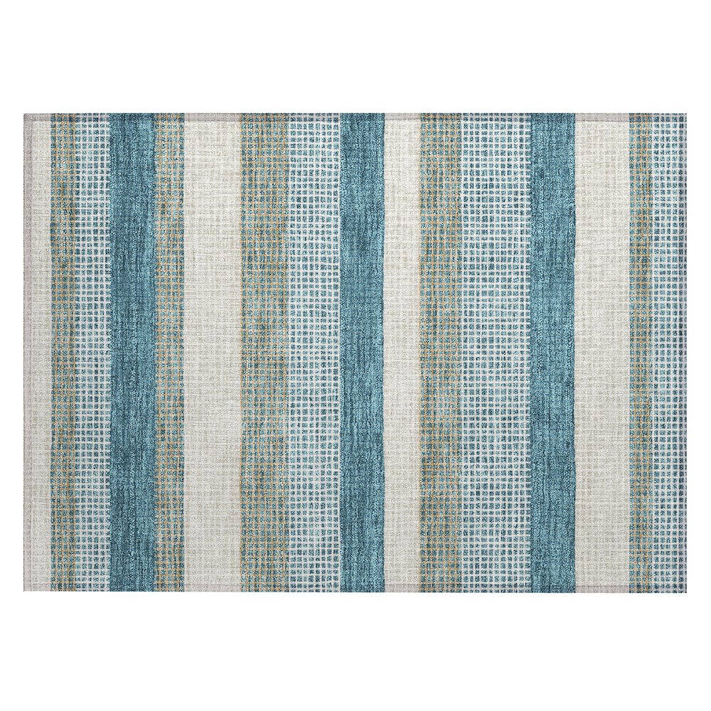 Machine Washable Indoor/Outdoor Chantille ACN2530 Teal 1'8" x 2'6" Rug. Picture 1