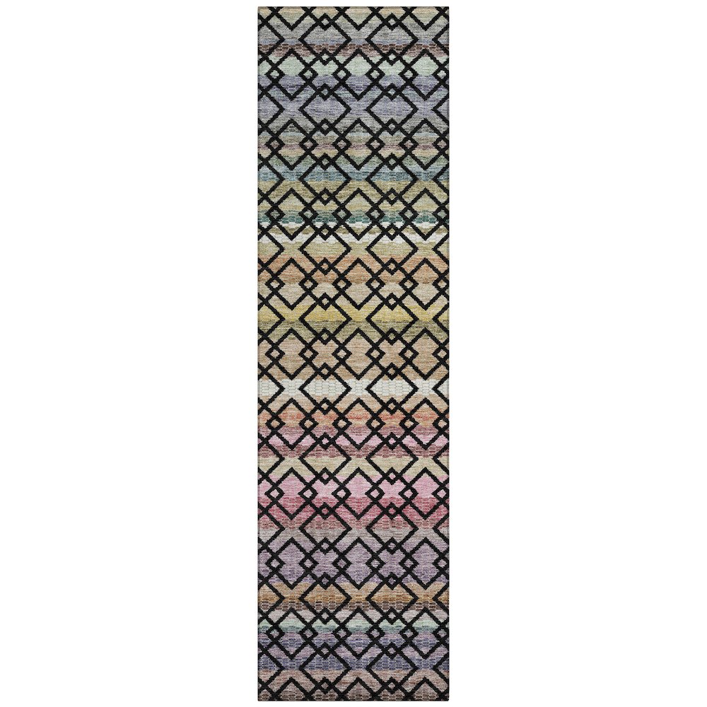 Machine Washable Indoor/Outdoor Chantille ACN2531 Black 2'3" x 7'6" Runner Rug. Picture 1