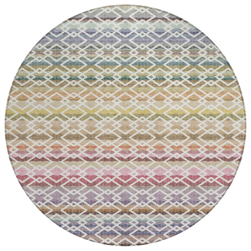 Machine Washable Indoor/Outdoor Chantille ACN2531 Ivory 8' x 8' Round Rug. Picture 1