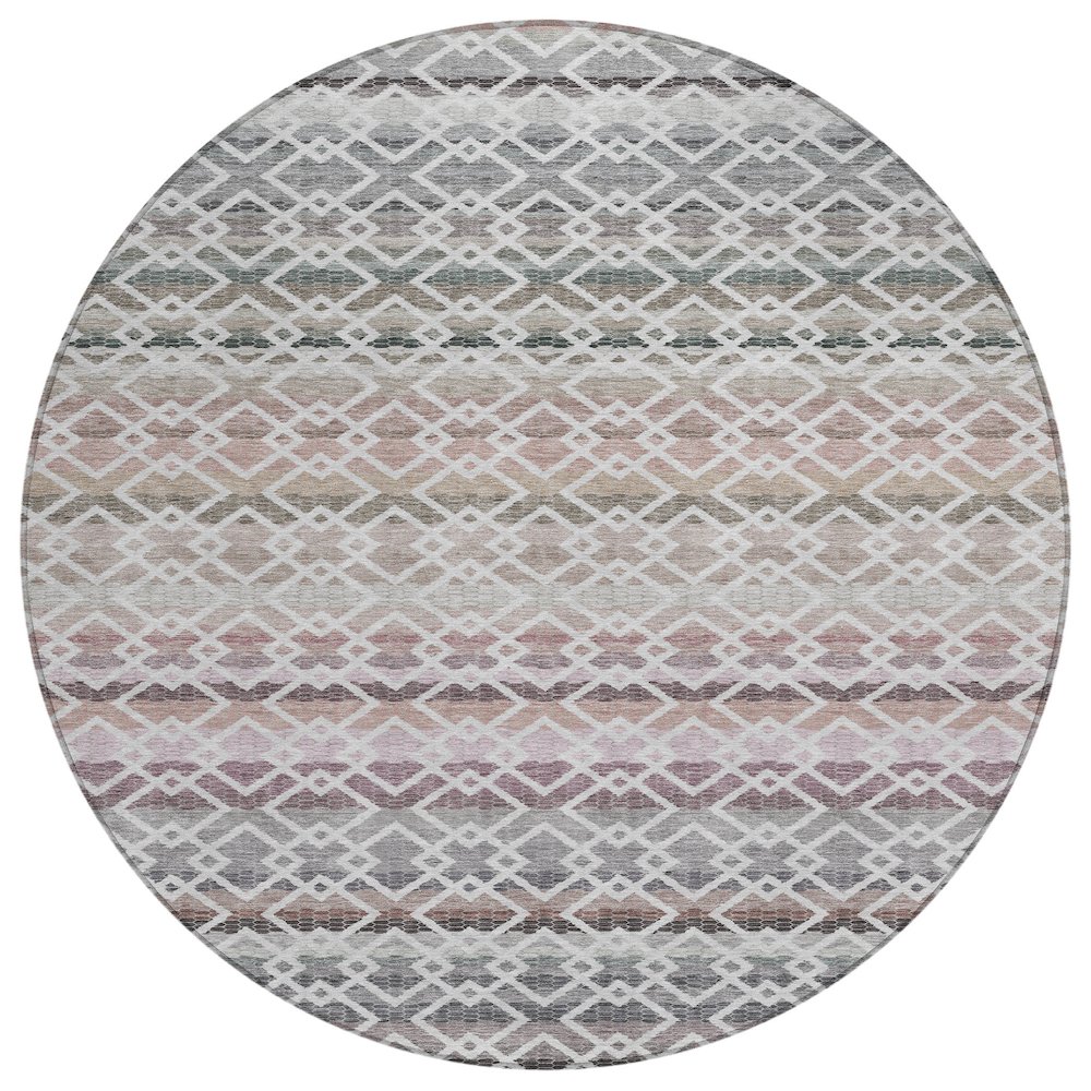 Machine Washable Indoor/Outdoor Chantille ACN2531 Gray 8' x 8' Round Rug. Picture 1