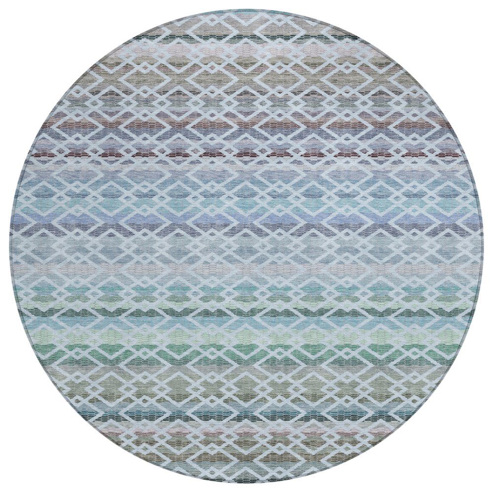Machine Washable Indoor/Outdoor Chantille ACN2531 Blue 8' x 8' Round Rug. Picture 1