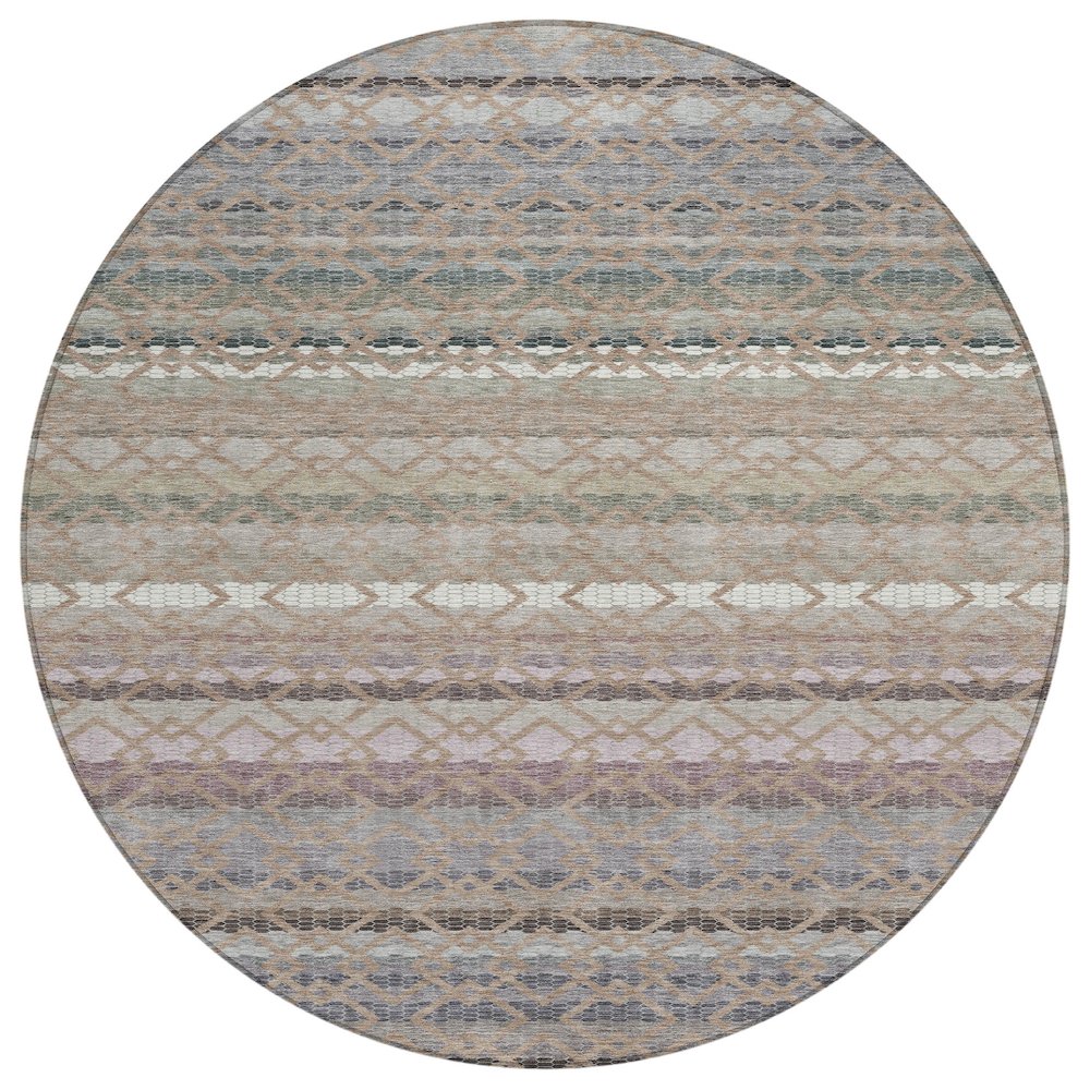 Machine Washable Indoor/Outdoor Chantille ACN2531 Brown 8' x 8' Round Rug. Picture 1