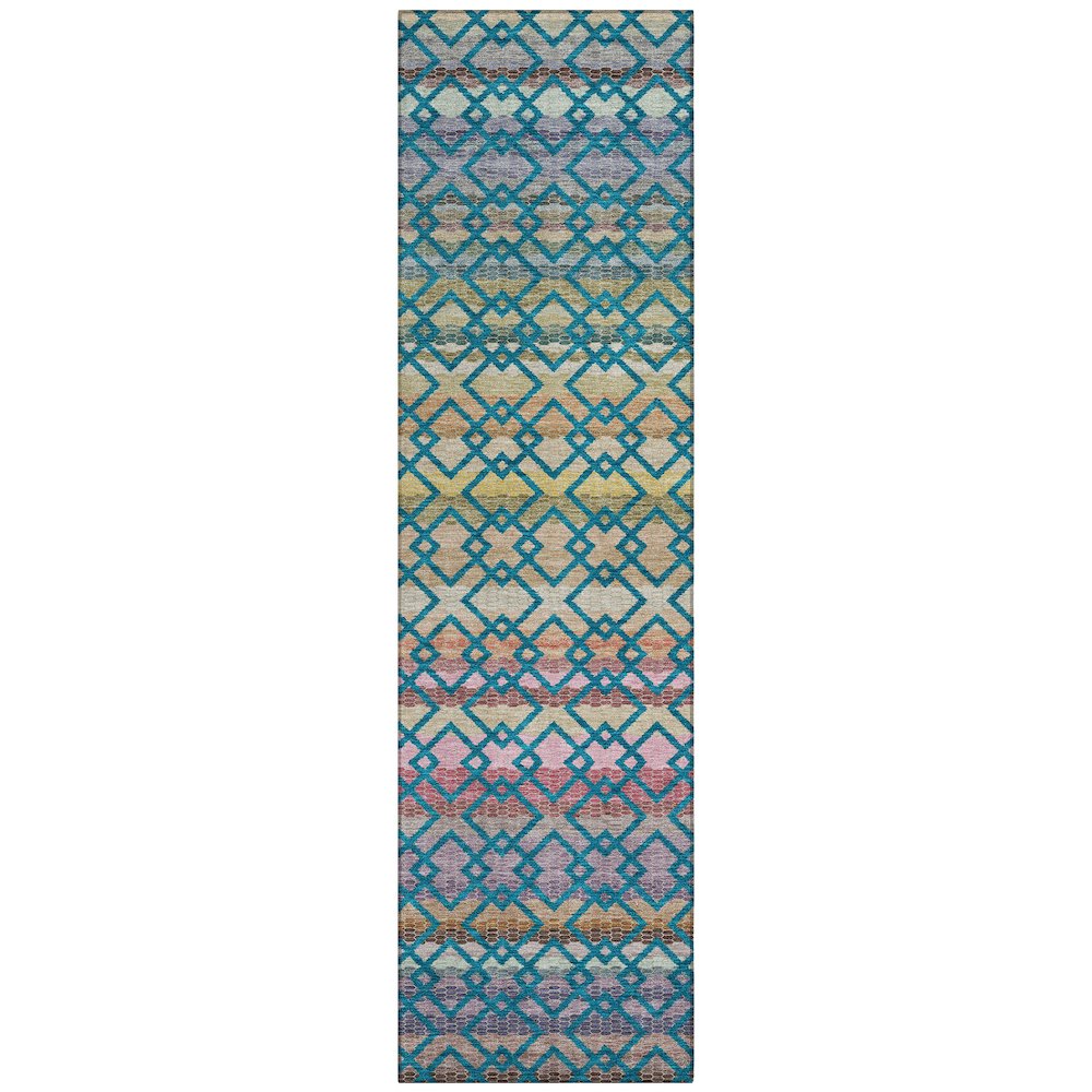 Machine Washable Indoor/Outdoor Chantille ACN2531 Teal 2'3" x 7'6" Runner Rug. Picture 1