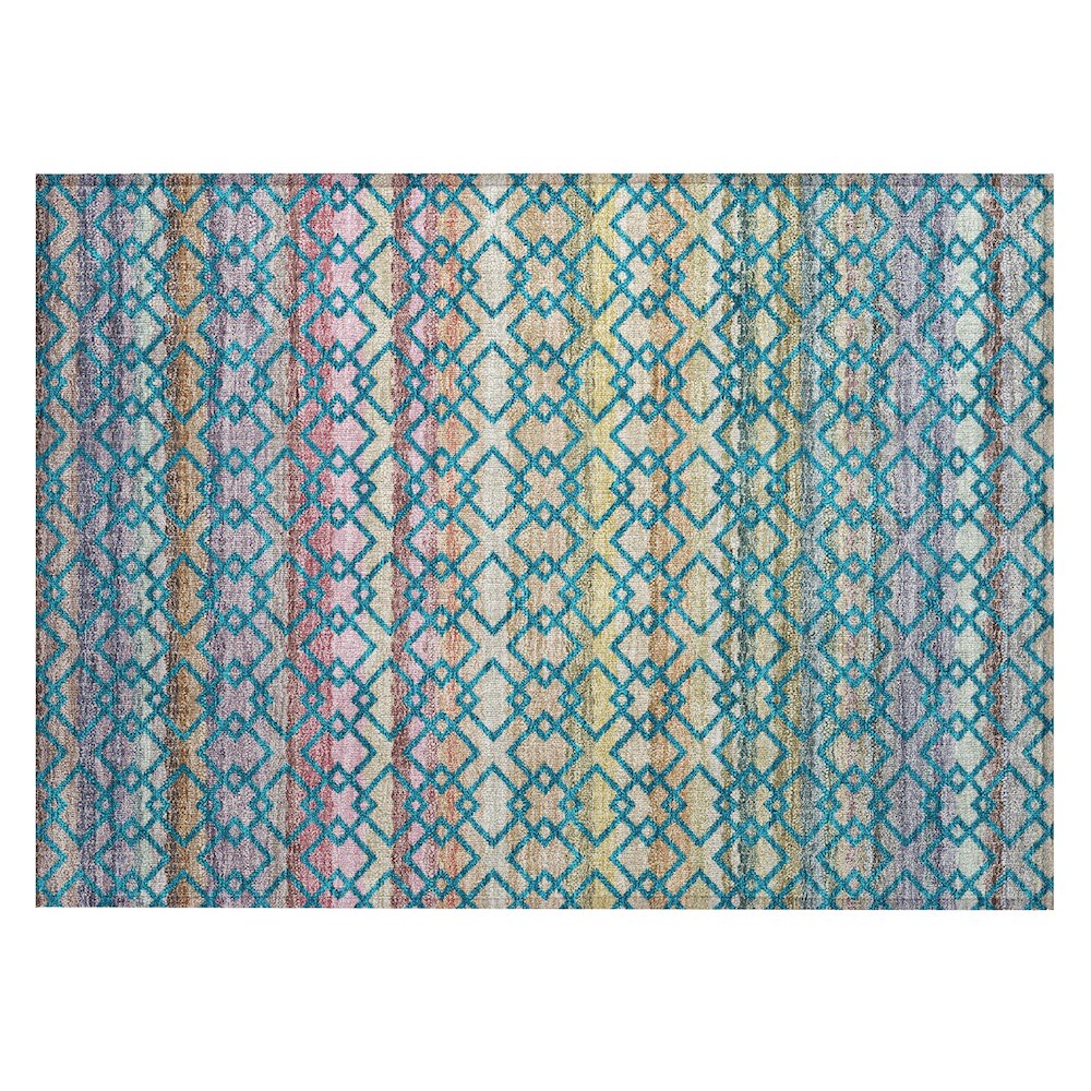 Machine Washable Indoor/Outdoor Chantille ACN2531 Teal 1'8" x 2'6" Rug. Picture 1
