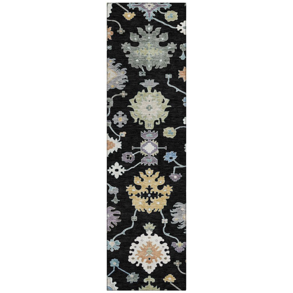 Machine Washable Indoor/Outdoor Chantille ACN2532 Black 2'3" x 7'6" Runner Rug. Picture 1