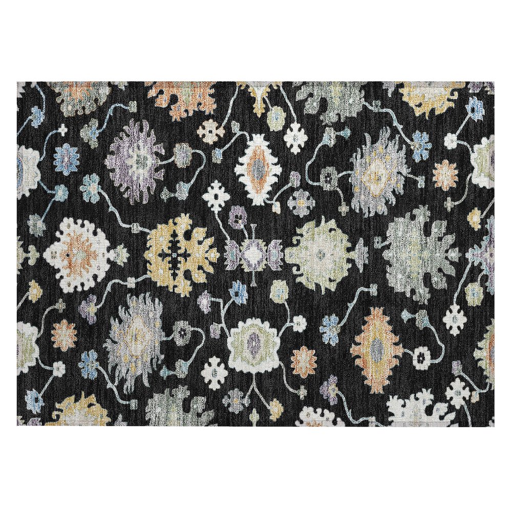 Machine Washable Indoor/Outdoor Chantille ACN2532 Black 1'8" x 2'6" Rug. Picture 1