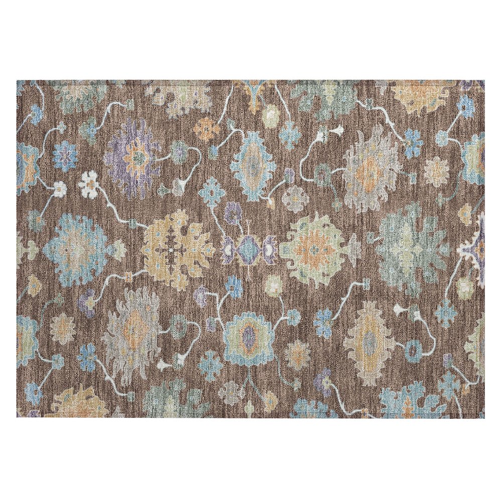 Machine Washable Indoor/Outdoor Chantille ACN2532 Brown 1'8" x 2'6" Rug. Picture 1