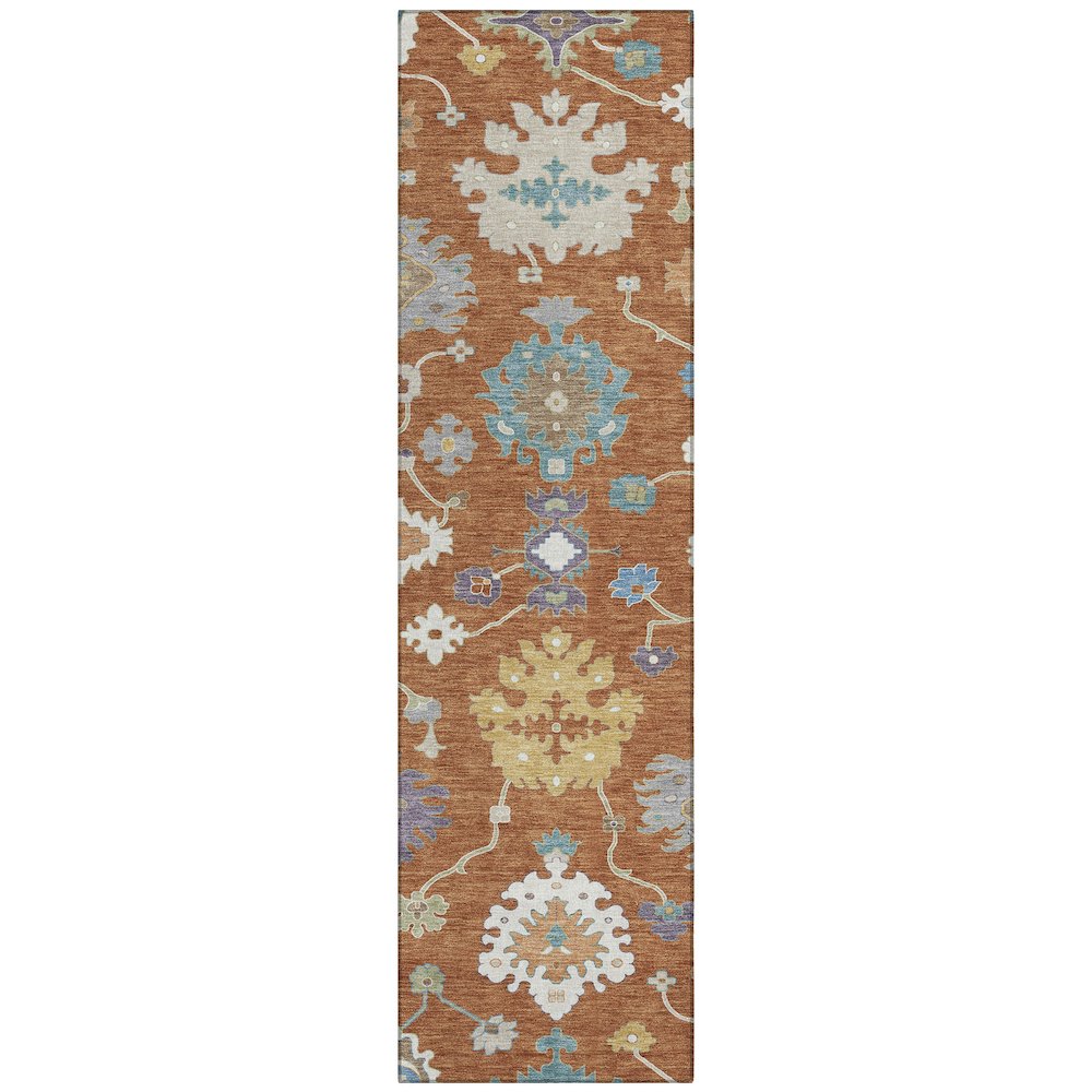 Machine Washable Indoor/Outdoor Chantille ACN2532 Orange 2'3" x 7'6" Runner Rug. Picture 1