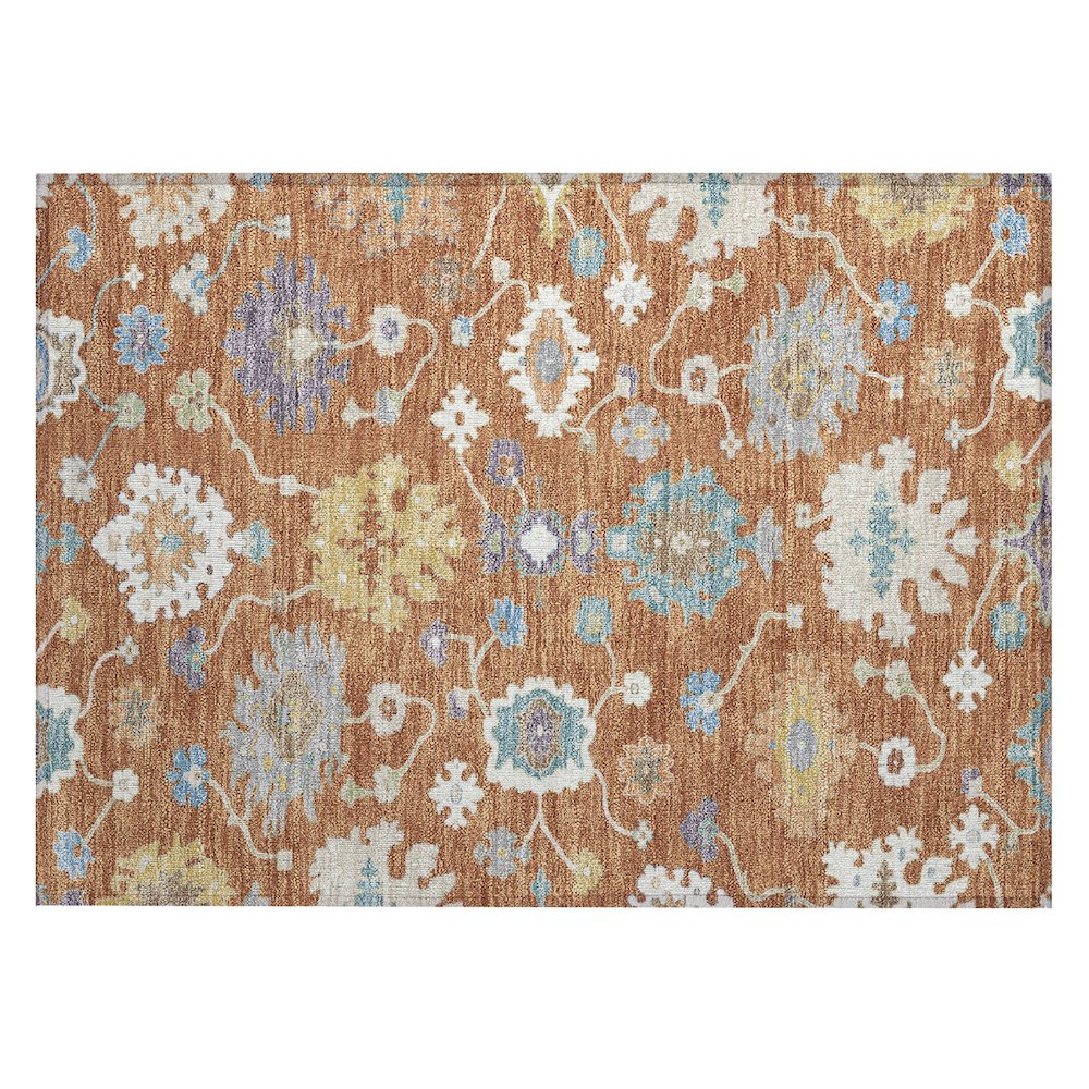Machine Washable Indoor/Outdoor Chantille ACN2532 Orange 1'8" x 2'6" Rug. Picture 1