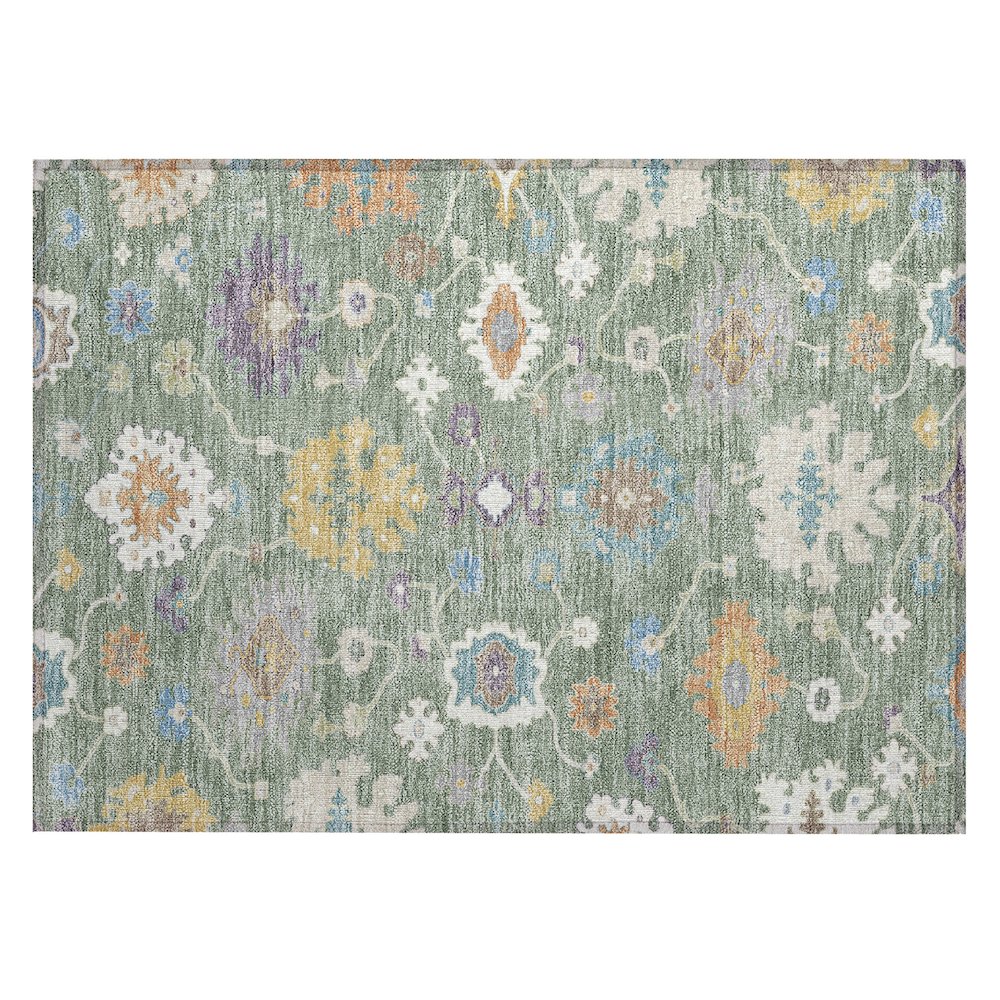 Machine Washable Indoor/Outdoor Chantille ACN2532 Green 1'8" x 2'6" Rug. Picture 1