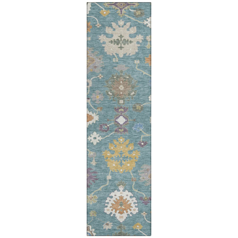Machine Washable Indoor/Outdoor Chantille ACN2532 Teal 2'3" x 7'6" Runner Rug. Picture 1
