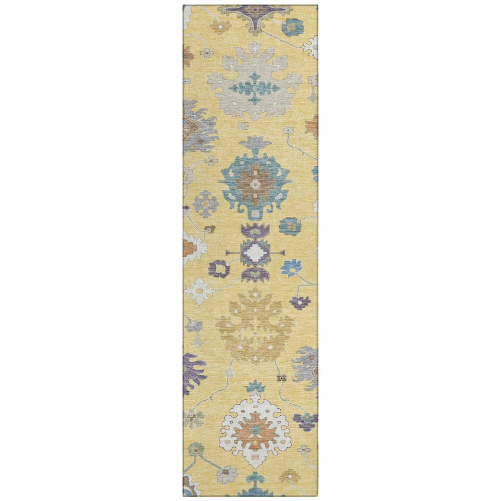 Machine Washable Indoor/Outdoor Chantille ACN2532 Gold 2'3" x 7'6" Runner Rug. Picture 1