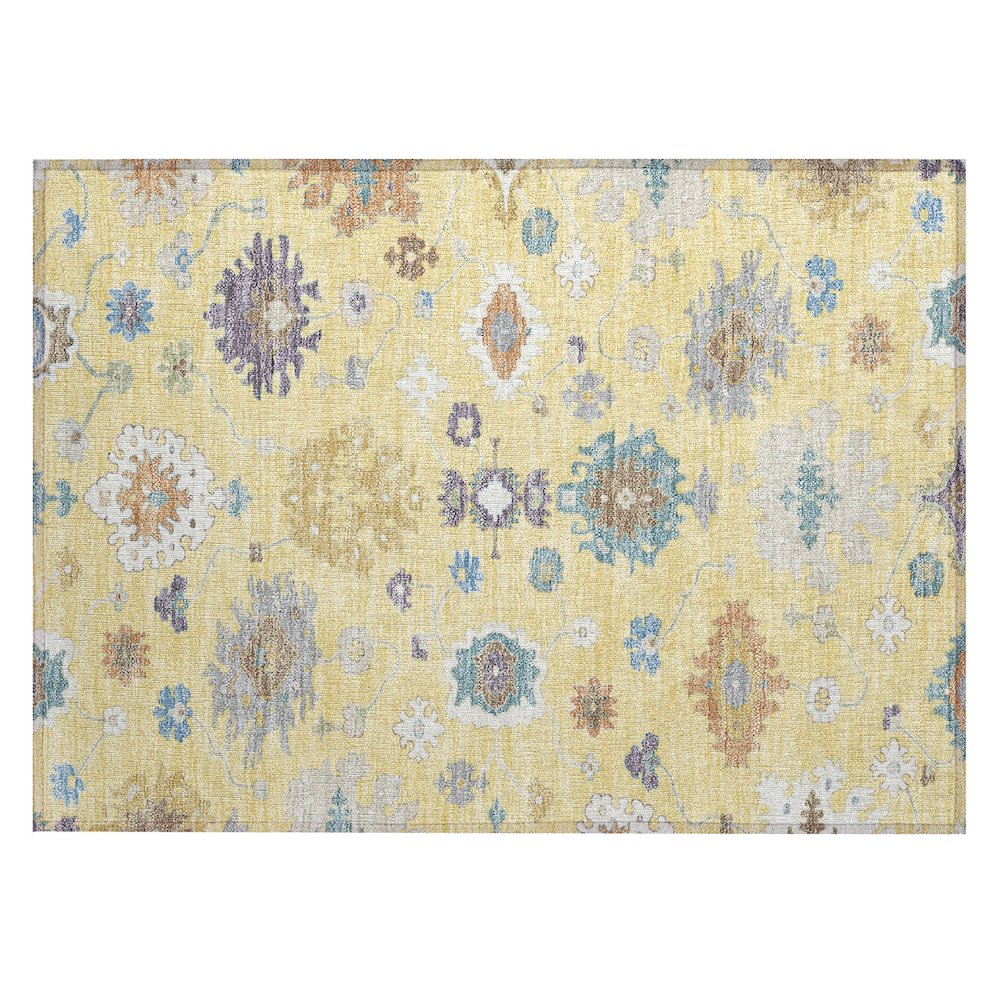 Machine Washable Indoor/Outdoor Chantille ACN2532 Gold 1'8" x 2'6" Rug. Picture 1