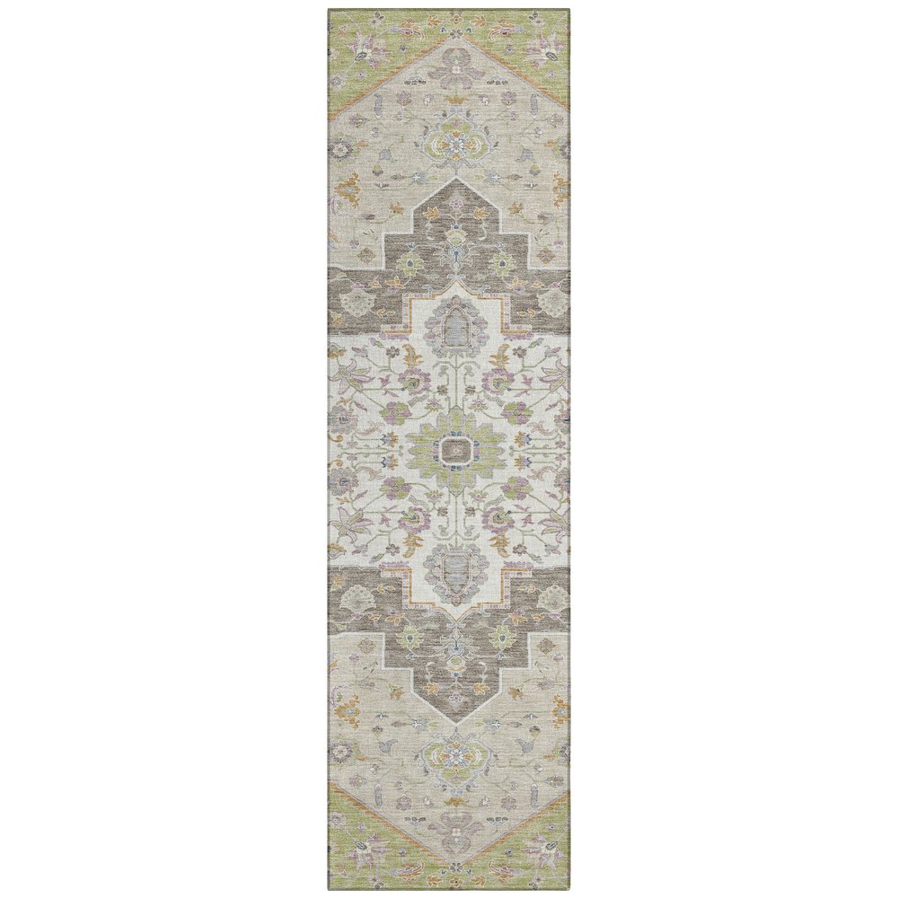 Machine Washable Indoor/Outdoor Chantille ACN2533 Green 2'3" x 7'6" Runner Rug. Picture 1