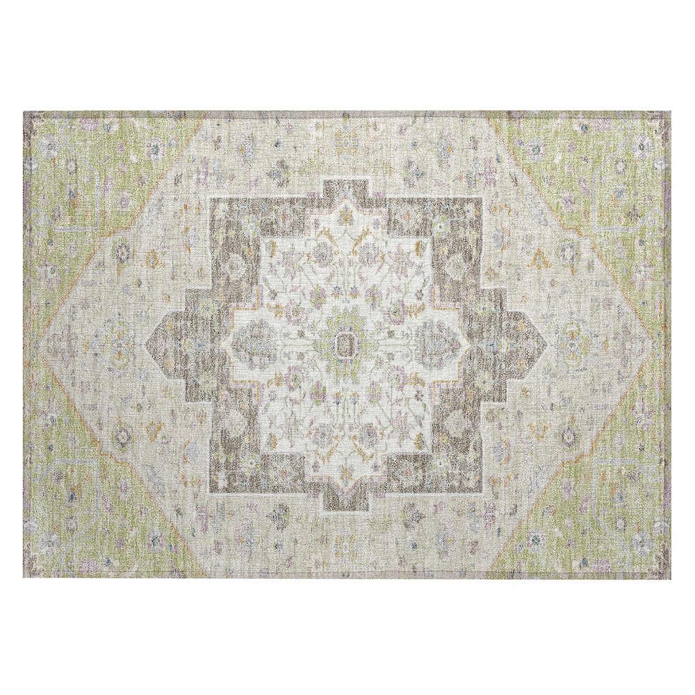 Machine Washable Indoor/Outdoor Chantille ACN2533 Green 1'8" x 2'6" Rug. Picture 1