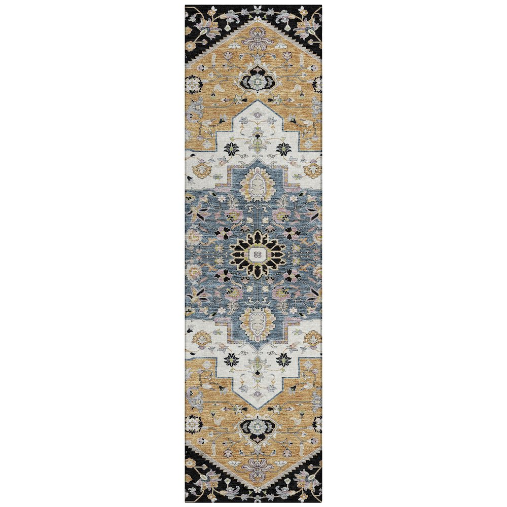 Machine Washable Indoor/Outdoor Chantille ACN2533 Black 2'3" x 7'6" Runner Rug. Picture 1