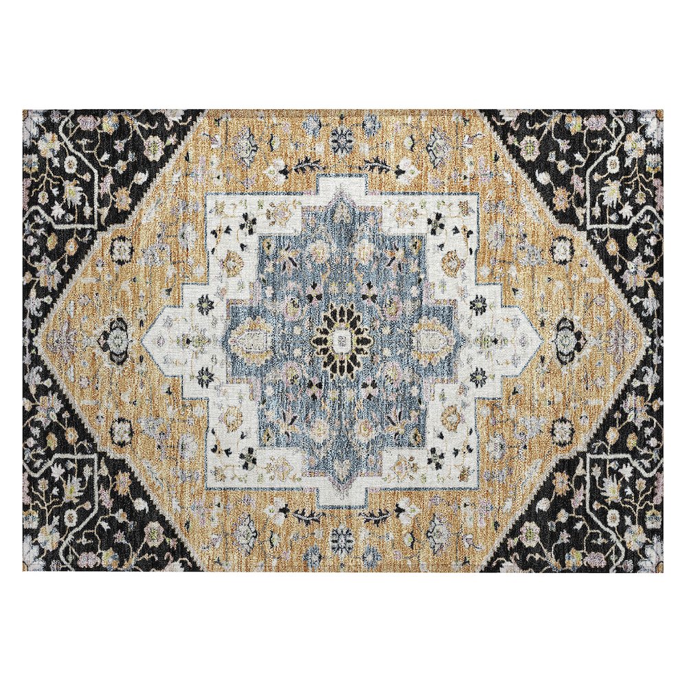 Machine Washable Indoor/Outdoor Chantille ACN2533 Black 1'8" x 2'6" Rug. Picture 1