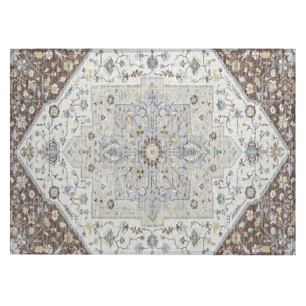 Machine Washable Indoor/Outdoor Chantille ACN2533 Brown 1'8" x 2'6" Rug. Picture 1