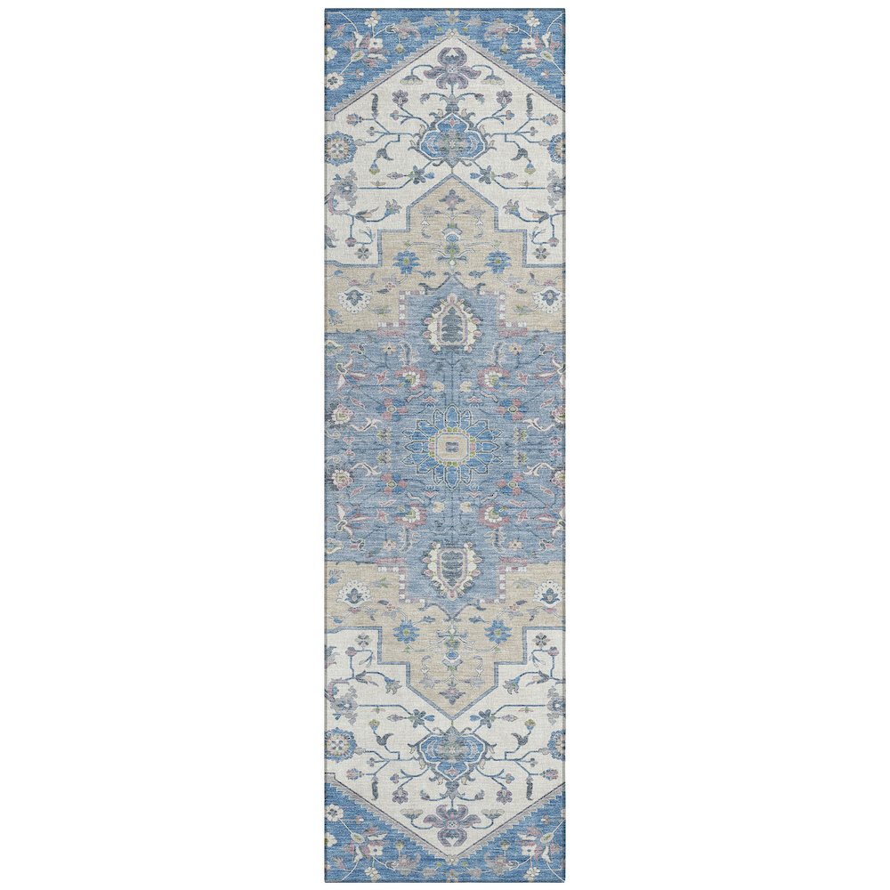 Machine Washable Indoor/Outdoor Chantille ACN2533 Blue 2'3" x 7'6" Runner Rug. Picture 1