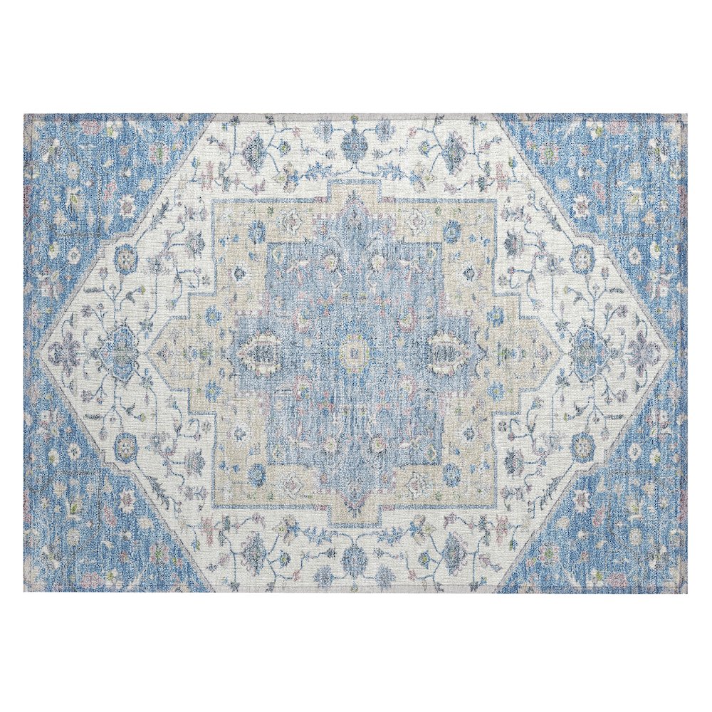 Machine Washable Indoor/Outdoor Chantille ACN2533 Blue 1'8" x 2'6" Rug. Picture 1
