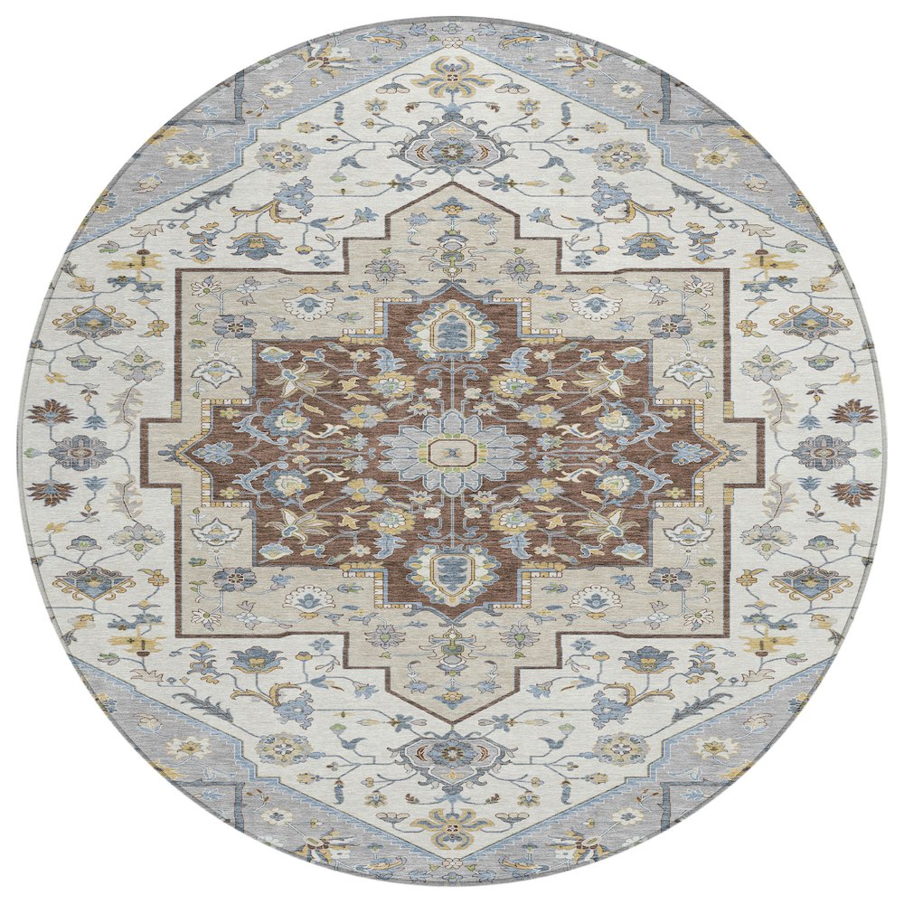 Machine Washable Indoor/Outdoor Chantille ACN2533 Gray 8' x 8' Round Rug. Picture 1