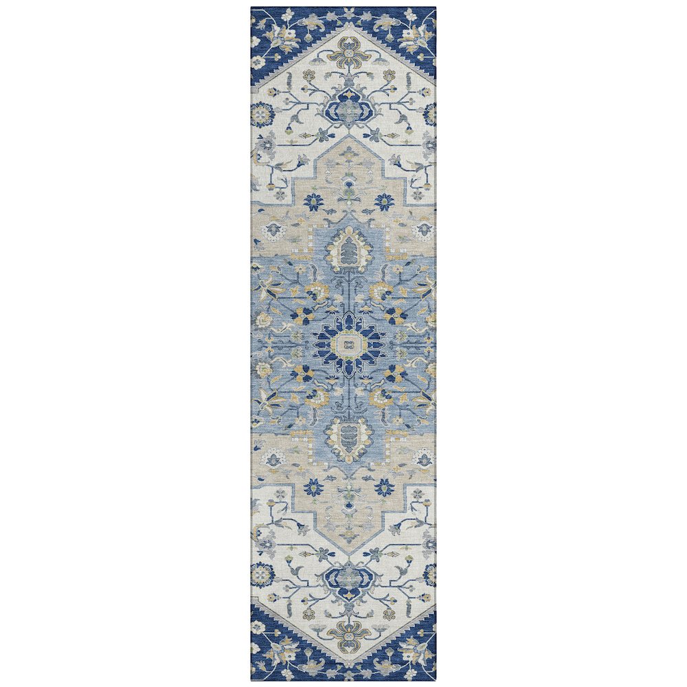 Machine Washable Indoor/Outdoor Chantille ACN2533 Blue 2'3" x 7'6" Runner Rug. Picture 1