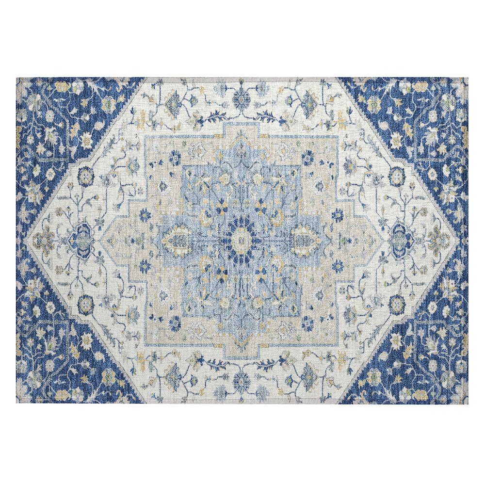 Machine Washable Indoor/Outdoor Chantille ACN2533 Blue 1'8" x 2'6" Rug. Picture 1