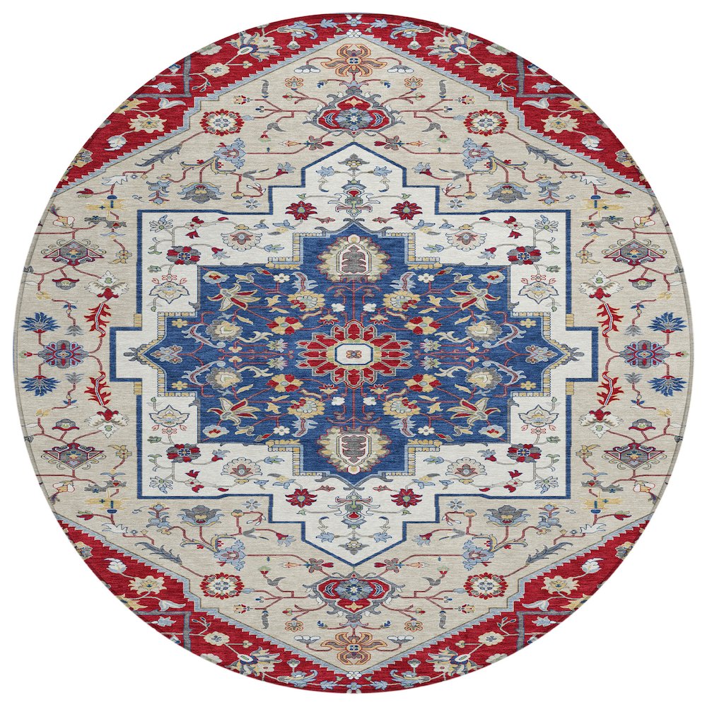 Machine Washable Indoor/Outdoor Chantille ACN2533 Red 8' x 8' Round Rug. Picture 1
