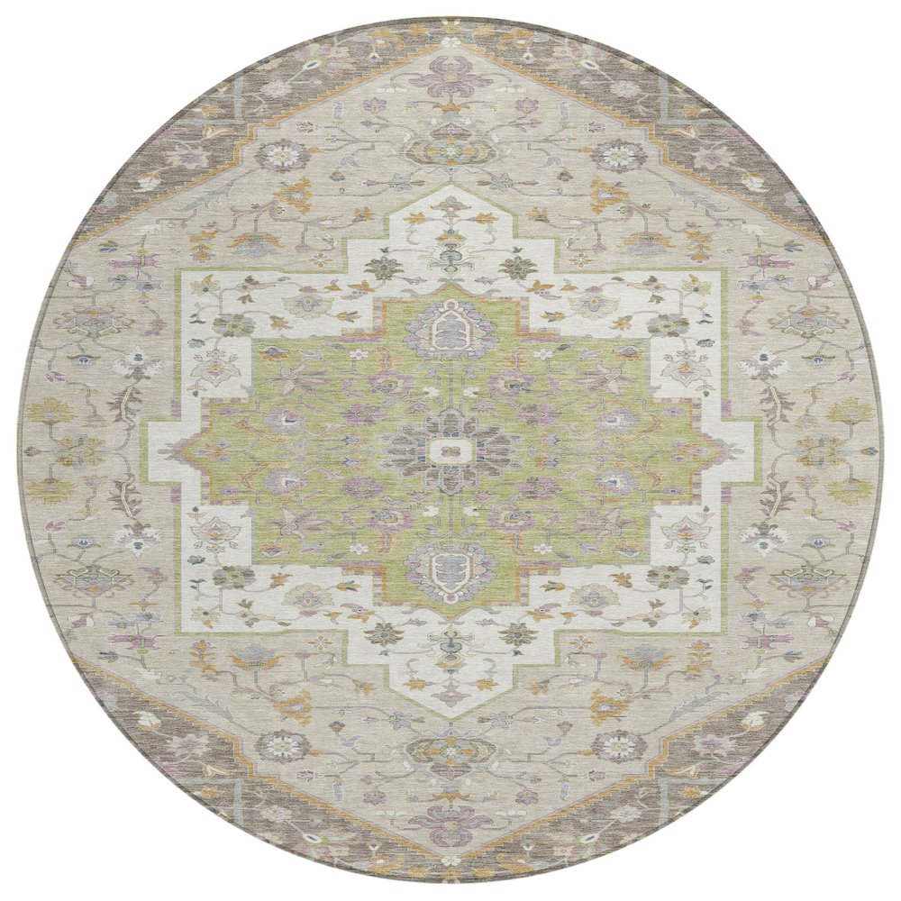 Machine Washable Indoor/Outdoor Chantille ACN2533 Brown 8' x 8' Round Rug. Picture 1