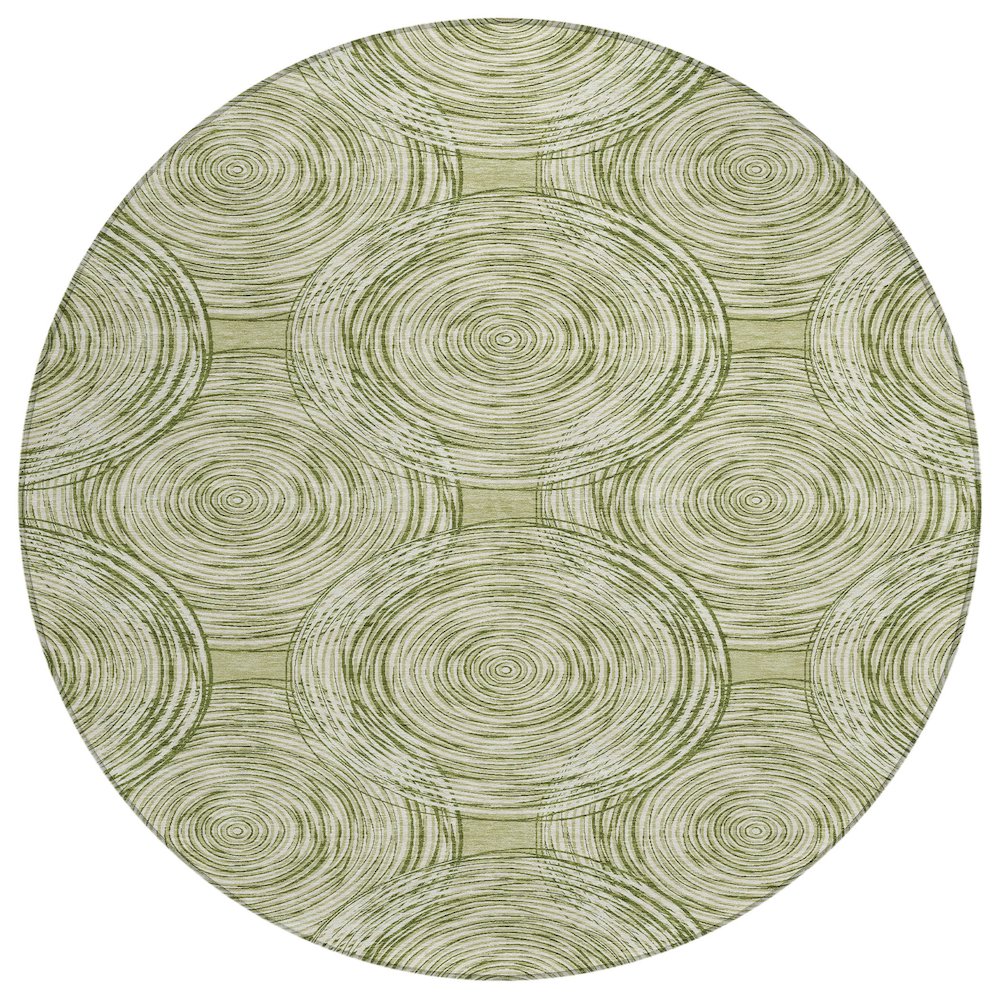 Machine Washable Indoor/Outdoor Chantille ACN2534 Green 8' x 8' Round Rug. Picture 1