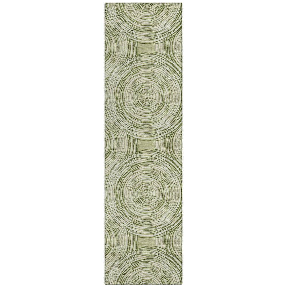 Machine Washable Indoor/Outdoor Chantille ACN2534 Green 2'3" x 7'6" Runner Rug. Picture 1