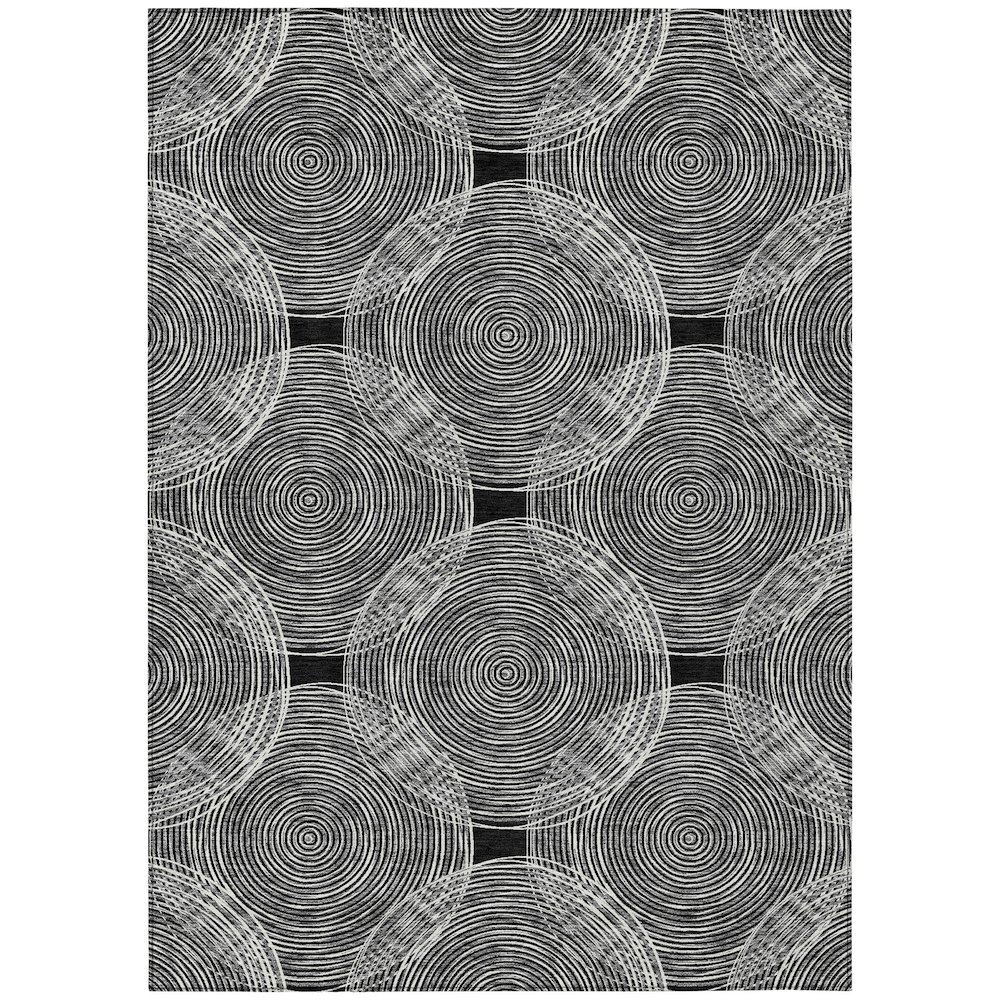 Machine Washable Indoor/Outdoor Chantille ACN2534 Black 2'6" x 3'10" Rug. Picture 1