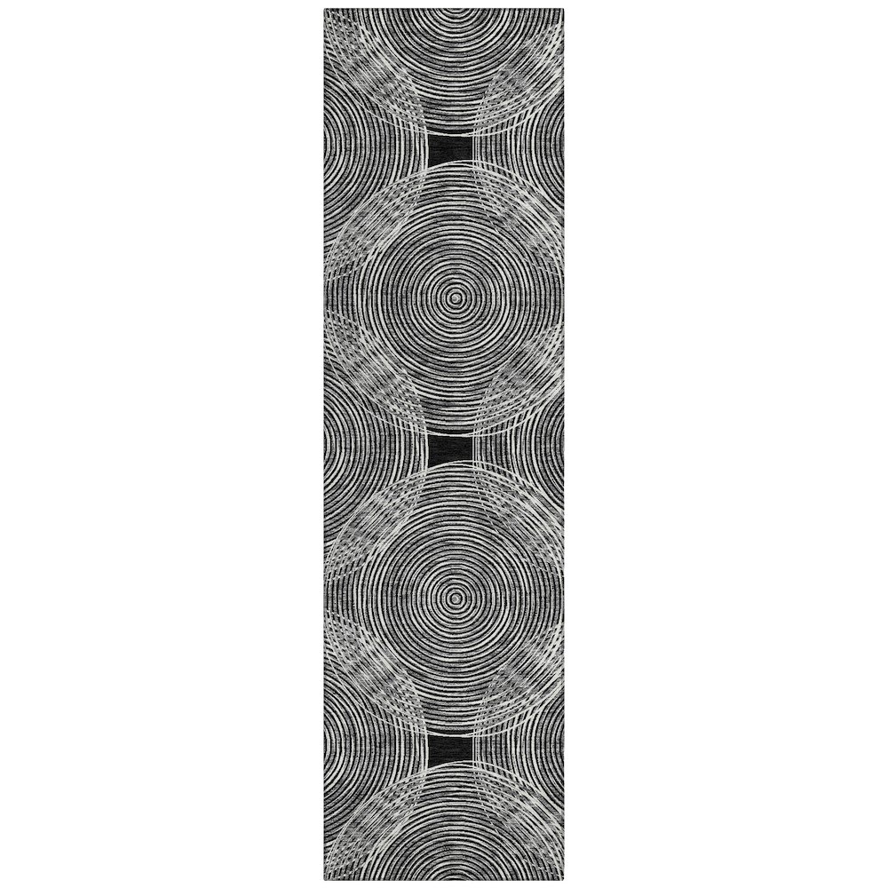 Machine Washable Indoor/Outdoor Chantille ACN2534 Black 2'3" x 7'6" Runner Rug. Picture 1