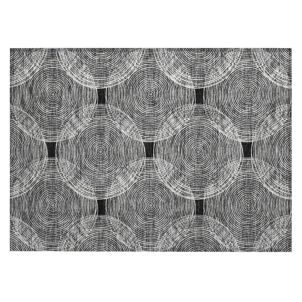 Machine Washable Indoor/Outdoor Chantille ACN2534 Black 1'8" x 2'6" Rug. Picture 1