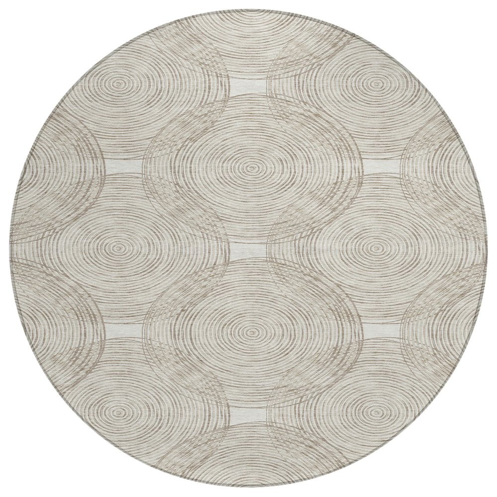 Machine Washable Indoor/Outdoor Chantille ACN2534 Ivory 8' x 8' Round Rug. Picture 1